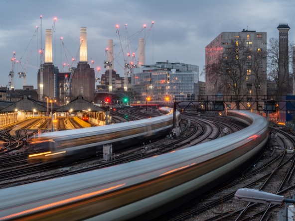 Train running in Battersea